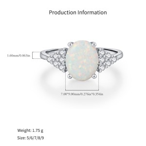 925 Sterling Silver Oval Created Opal Ring 70200375