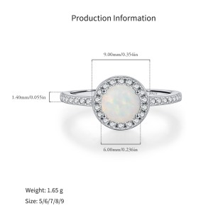 925 Sterling Silver Round Created Opal Halo Ring 70200377