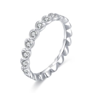 Sterling Silver Zirconia Heart Band Rings 70300014 Sterling Silver Zirconia Heart Band Rings 70300014