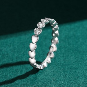 Sterling Silver Zirconia Heart Band Rings 70300014 Sterling Silver Zirconia Heart Band Rings 70300014