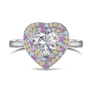 Rainbow Zirconia Heart Wedding Party Ring 70300030