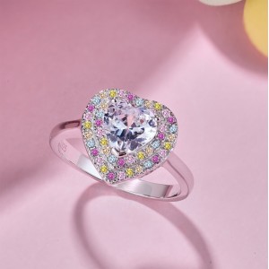 Rainbow Zirconia Heart Wedding Party Ring 70300030