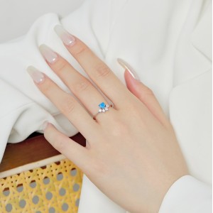 Lab Opal Zirconia Heart Promise Ring 70300034