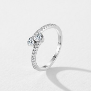 Double Hearts Zirconia Wedding Party Ring 70300045