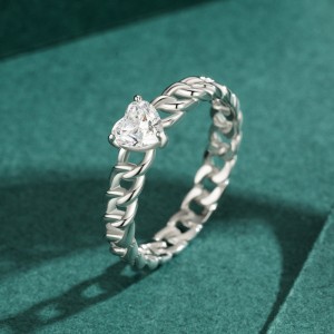 Chain Links Hearts Zirconia Wedding Party Ring 70300057