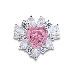 8A High Carbon Flower Zirconia Heart Ring 70300091