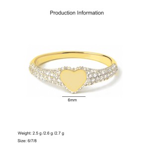 925 Sterling Silver Pave CZ Heart Signet Statement Ring 70300093 925 Sterling Silver Pave CZ Heart Signet Statement Ring 70300093