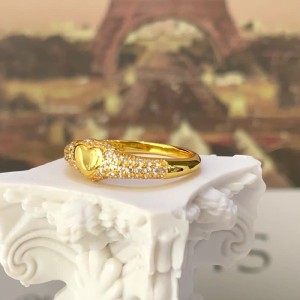 925 Sterling Silver Pave CZ Heart Signet Statement Ring 70300093 925 Sterling Silver Pave CZ Heart Signet Statement Ring 70300093