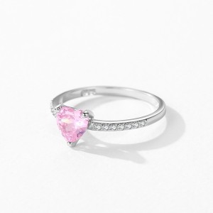 925 Sterling Silver Romantic Pink Heart CZ Ring 70300095