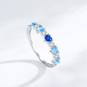 925 Sterling Silver Aquamarine Heart Zircon Ring 70300097