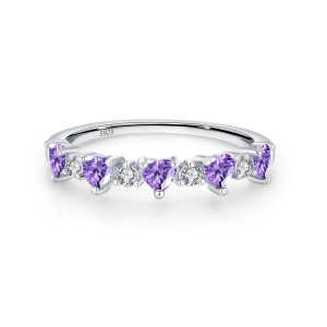 925 Sterling Silver Purple Heart Zircon Ring 70300100