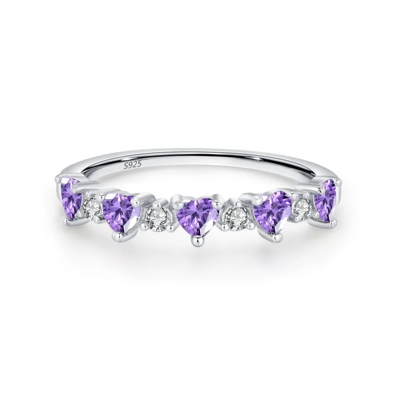 925 Sterling Silver Purple Heart Zircon Ring 70300100