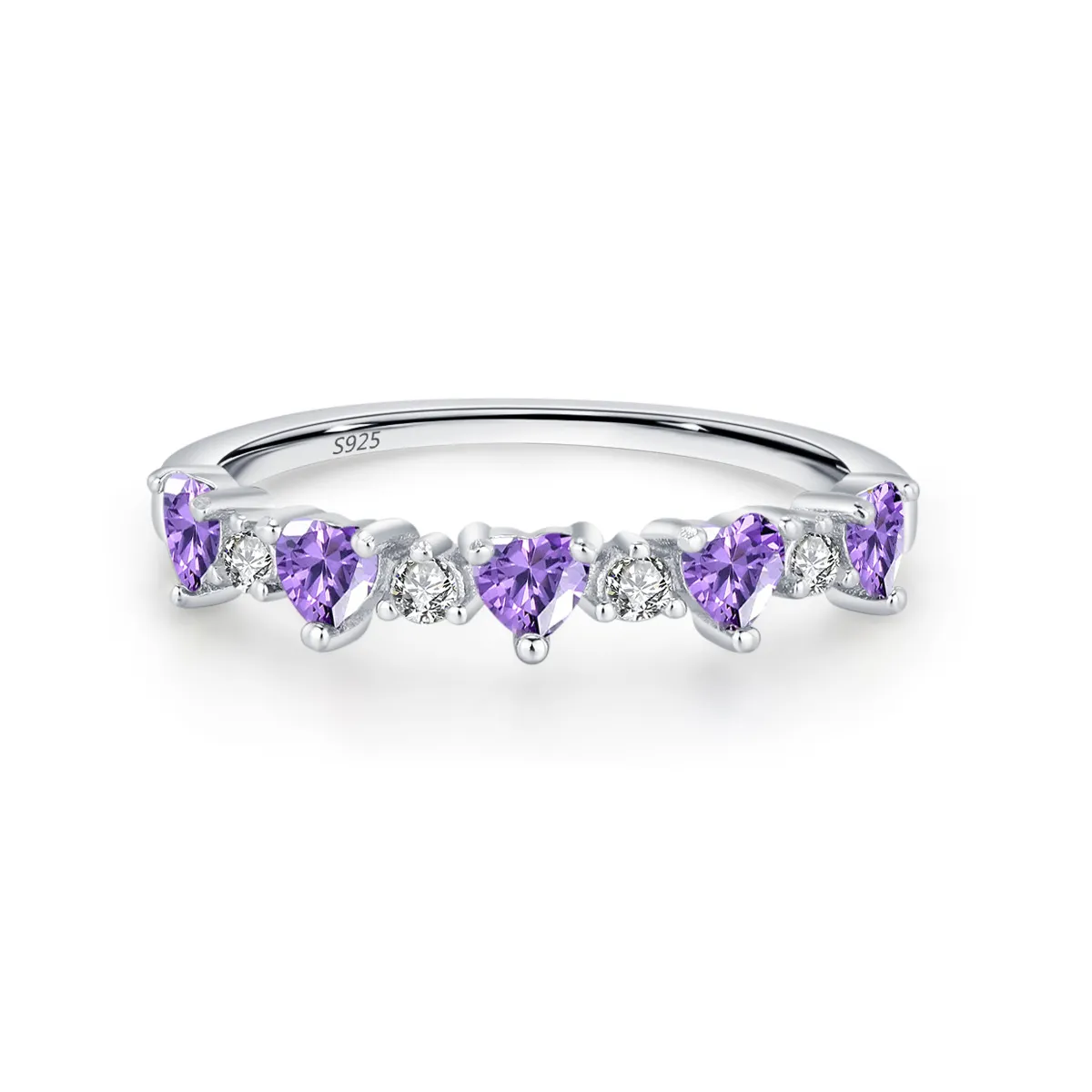 925 Sterling Silver Purple Heart Zircon Ring 70300100