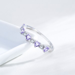 925 Sterling Silver Purple Heart Zircon Ring 70300100