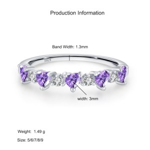 925 Sterling Silver Purple Heart Zircon Ring 70300100
