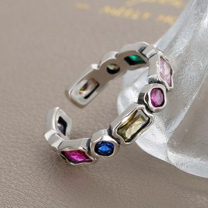 925 Sterling Silver Colorful Zirconia Toe Rings 70400032