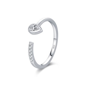 S925 Waterdrop Zirconia Open Ring 70400149