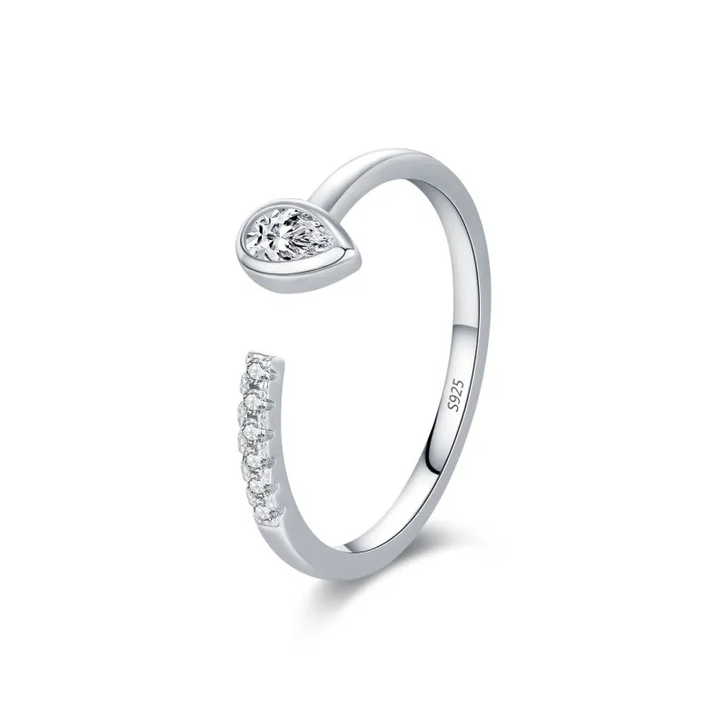 S925 Waterdrop Zirconia Open Ring 70400149