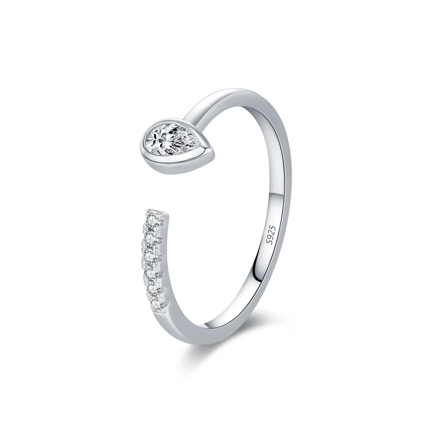 S925 Waterdrop Zirconia Open Ring 70400149