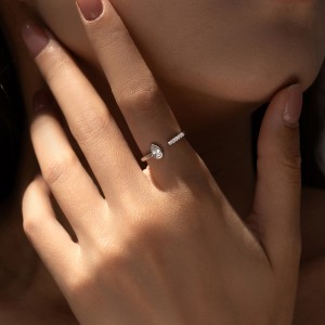 S925 Waterdrop Zirconia Open Ring 70400149