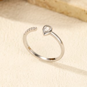 S925 Waterdrop Zirconia Open Ring 70400149