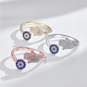 Evil Eye Hamsa Hand Protection Open Rings 70400222 Evil Eye Hamsa Hand Protection Open Rings 70400222