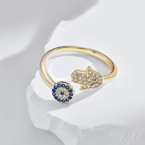 Evil Eye Hamsa Hand Protection Open Rings 70400222 Evil Eye Hamsa Hand Protection Open Rings 70400222