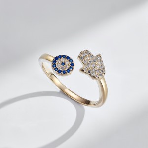 Evil Eye Hamsa Hand Protection Open Rings 70400222 Evil Eye Hamsa Hand Protection Open Rings 70400222