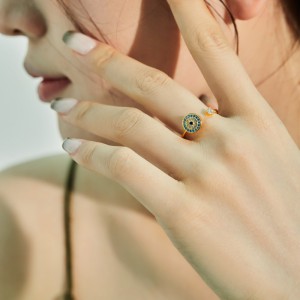 Moveable Evil Eye Zirconia Open Rings 70400227 Moveable Evil Eye Zirconia Open Rings 70400227