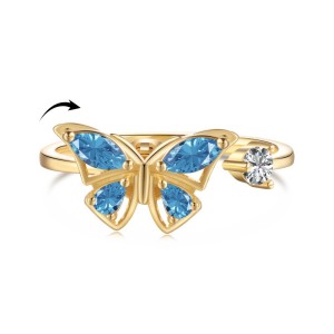 Moveable Butterfly Zirconia Open Rings 70400228 Moveable Butterfly Zirconia Open Rings 70400228