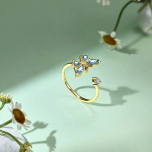 Moveable Butterfly Zirconia Open Rings 70400228 Moveable Butterfly Zirconia Open Rings 70400228