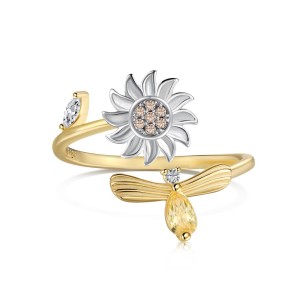 Moveable Sunflower Zirconia Open Rings 70400232 Moveable Sunflower Zirconia Open Rings 70400232