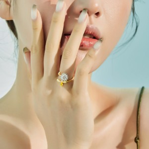 Moveable Sunflower Zirconia Open Rings 70400232 Moveable Sunflower Zirconia Open Rings 70400232