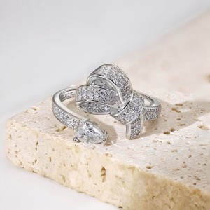 Sparkle Zirconia Bow Open Rings 70400235