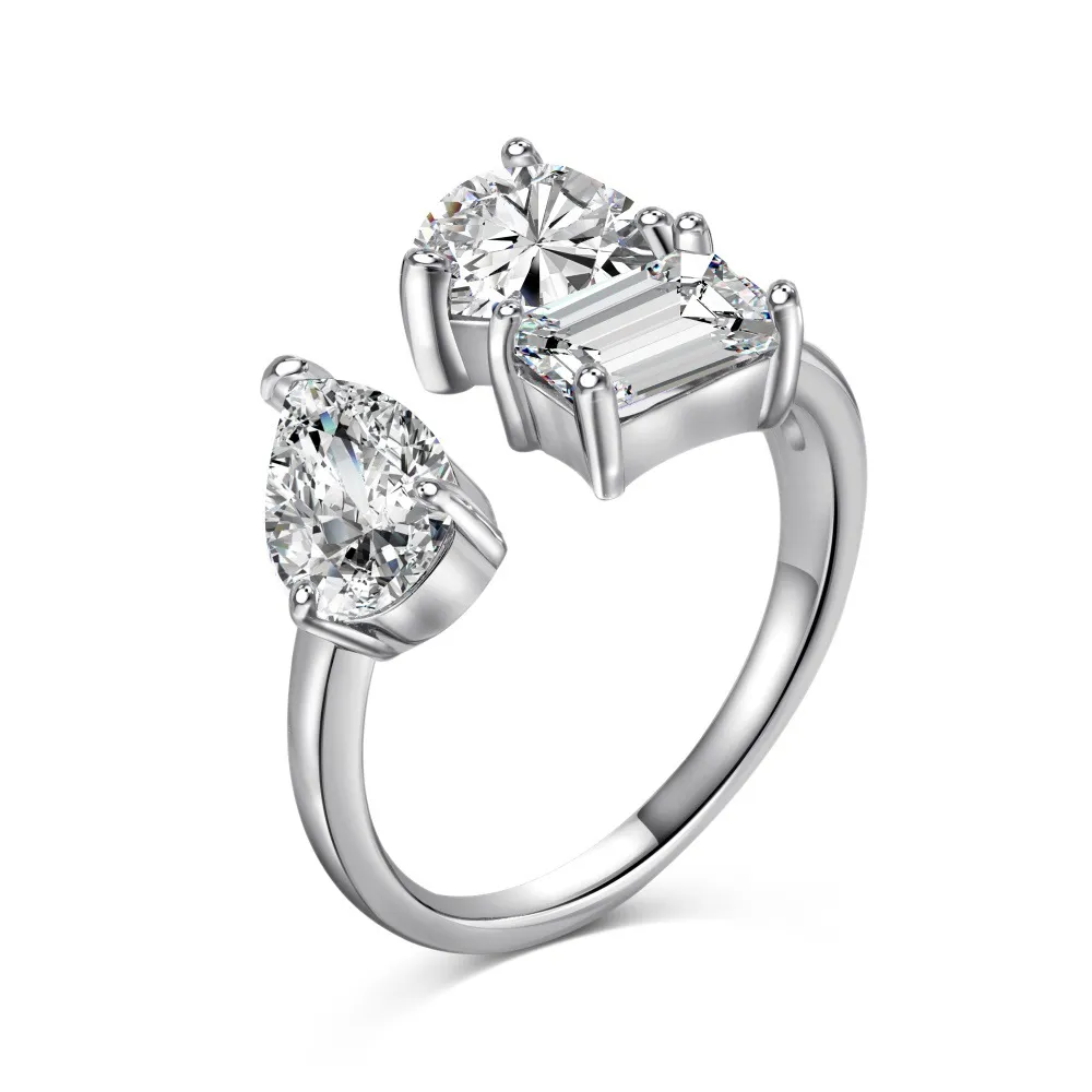 Irregular Heart Zirconia Open Ring 70400246 Irregular Heart Zirconia Open Ring 70400246
