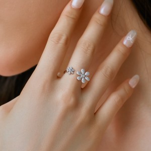 Daisy Flower Zirconia Open Ring 70400253