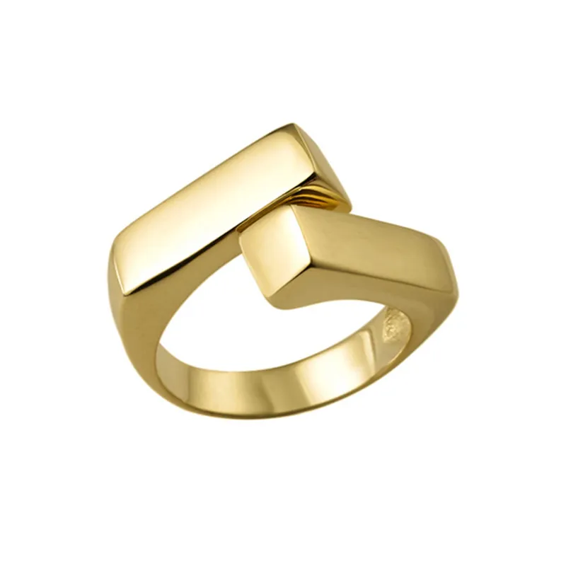 925 Sterling Silver Geometric Cross-Over Open Adjustable Band Ring 70400257