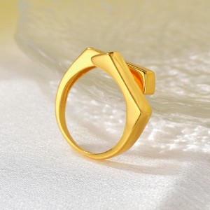 925 Sterling Silver Geometric Cross-Over Open Adjustable Band Ring 70400257