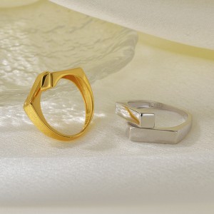 925 Sterling Silver Geometric Cross-Over Open Adjustable Band Ring 70400257