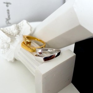 925 Sterling Silver Geometric Cross-Over Open Adjustable Band Ring 70400257