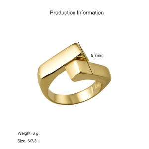 925 Sterling Silver Geometric Cross-Over Open Adjustable Band Ring 70400257