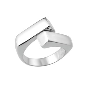 925 Sterling Silver Geometric Cross-Over Open Adjustable Band Ring 70400257