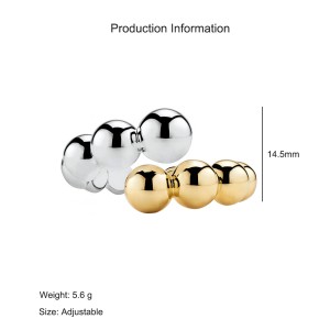 925 Sterling Silver Adjustable Two-Tone Beaded Open Ring 70400258 925 Sterling Silver Adjustable Two-Tone Beaded Open Ring 70400258