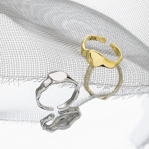 925 Sterling Silver Adjustable Minimalist Irregular Texture Ring 70400259 925 Sterling Silver Adjustable Minimalist Irregular Texture Ring 70400259