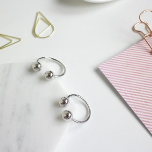 925 Sterling Silver Adjustable Double-Ball Open Ring 70400261 925 Sterling Silver Adjustable Double-Ball Open Ring 70400261