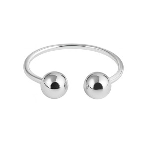 925 Sterling Silver Adjustable Double-Ball Open Ring 70400261 925 Sterling Silver Adjustable Double-Ball Open Ring 70400261