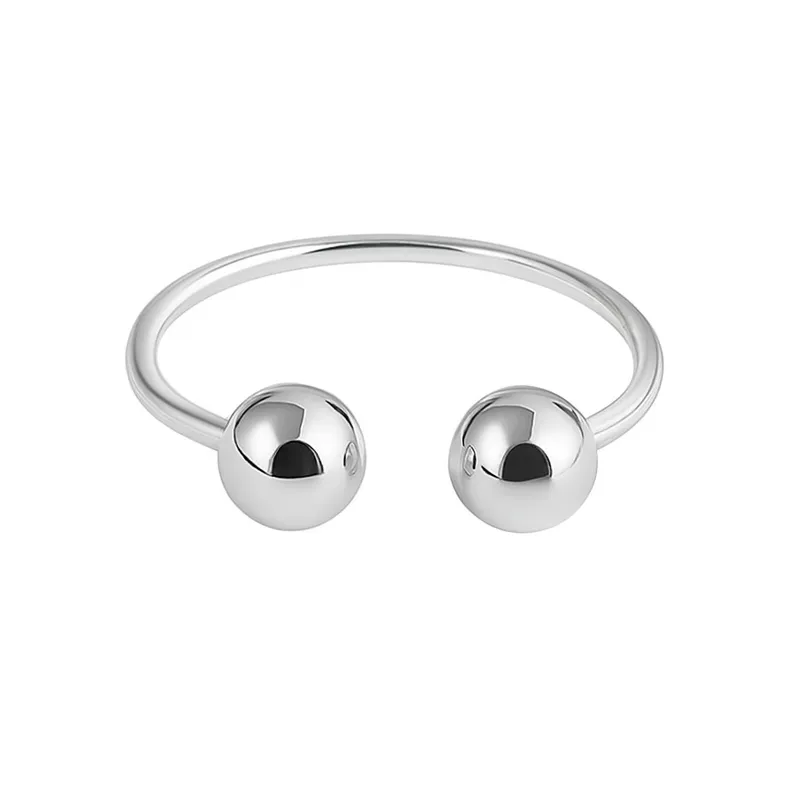 925 Sterling Silver Adjustable Double-Ball Open Ring 70400261 925 Sterling Silver Adjustable Double-Ball Open Ring 70400261