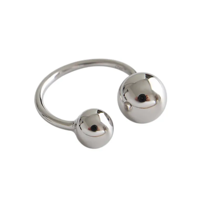 925 Sterling Silver Adjustable Minimalist Ball Open Ring 70400262