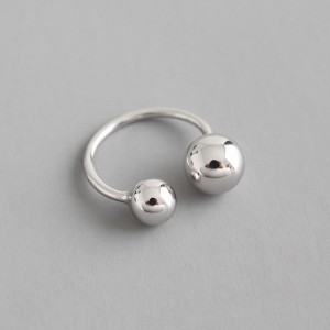 925 Sterling Silver Adjustable Minimalist Ball Open Ring 70400262