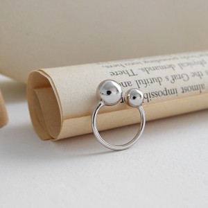 925 Sterling Silver Adjustable Minimalist Ball Open Ring 70400262